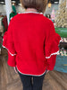 Polka Dot Ruffle Sweater: Red
