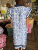 Trim Rose Midi Dress: Navy