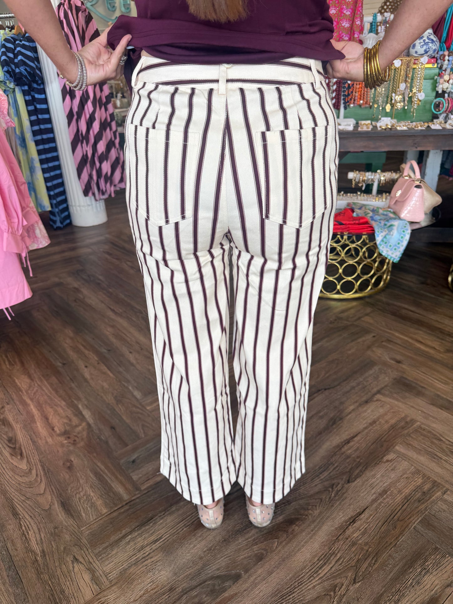 Must Have Stripe Pants: Maroon