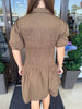 Smocked Bodice Dress: Brown