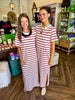 Striped Midi Dress- Maroon
