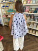 Smocked Polka Dot Tie Top: Blue