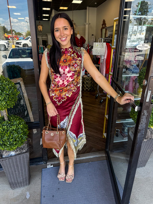 Western Fringe Silk Dress