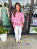 Girly Striped Ruffle Top: Pink