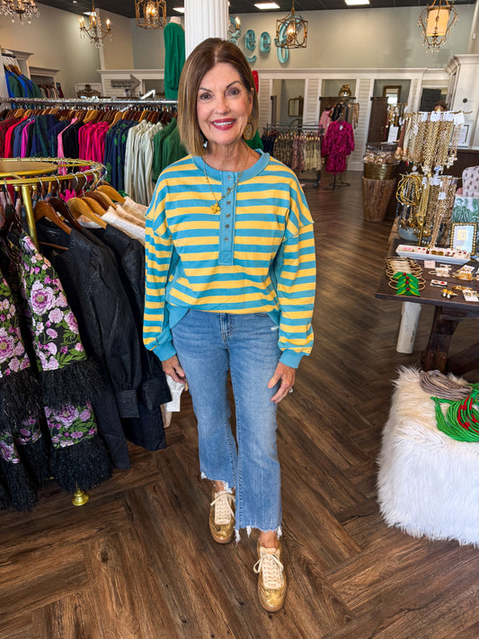 Yellow/Blue Knit Top