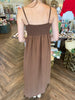 Pintuck Brown Midi Dress