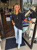 Oversized Basic V-Neck Top: Black