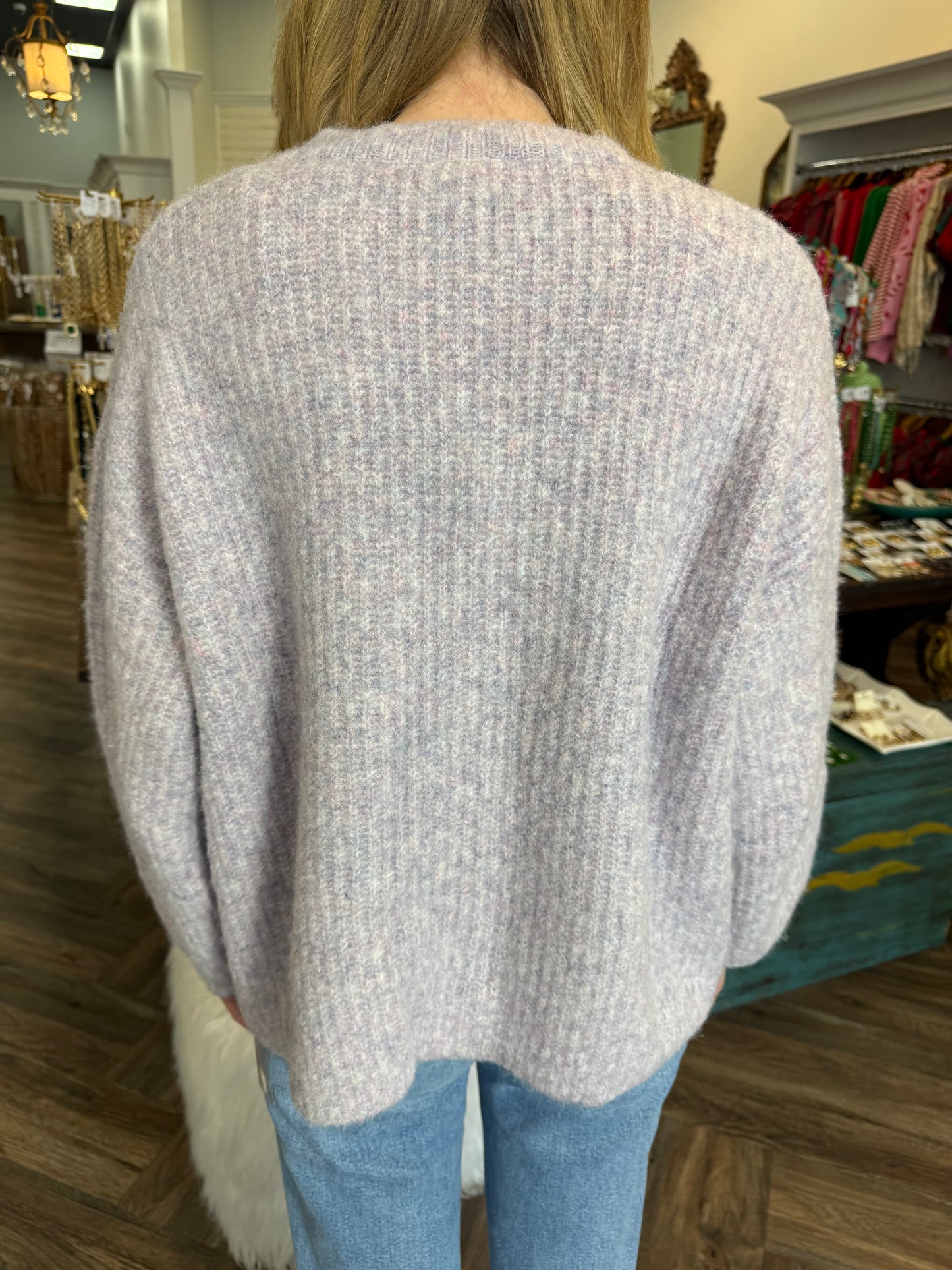 Elaine Button Sweater: Lavender