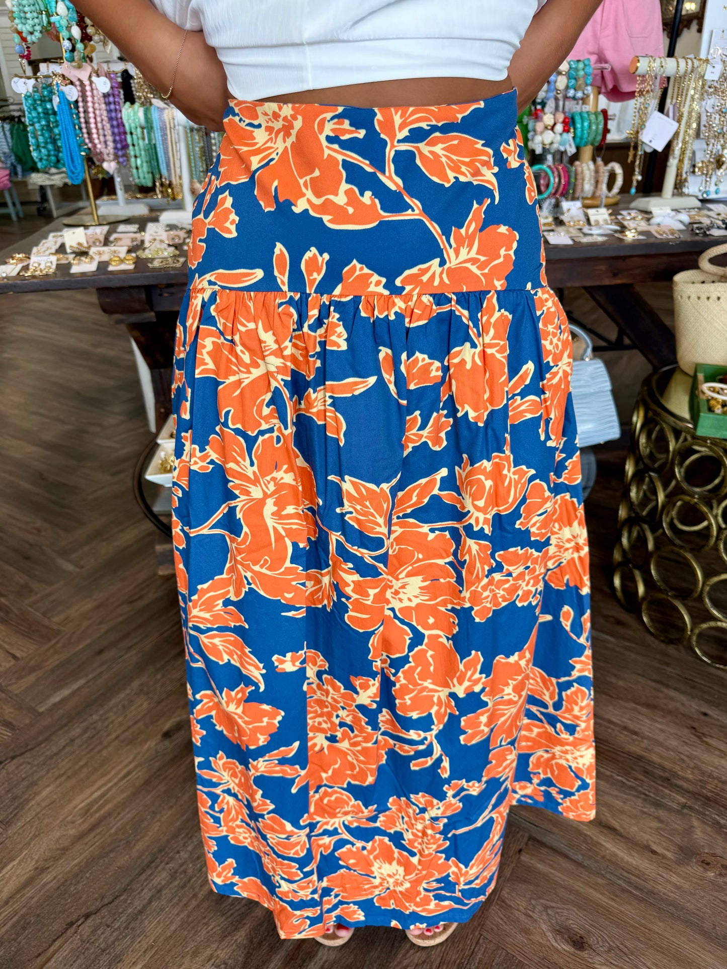 Blue & Orange Maxi Skirt