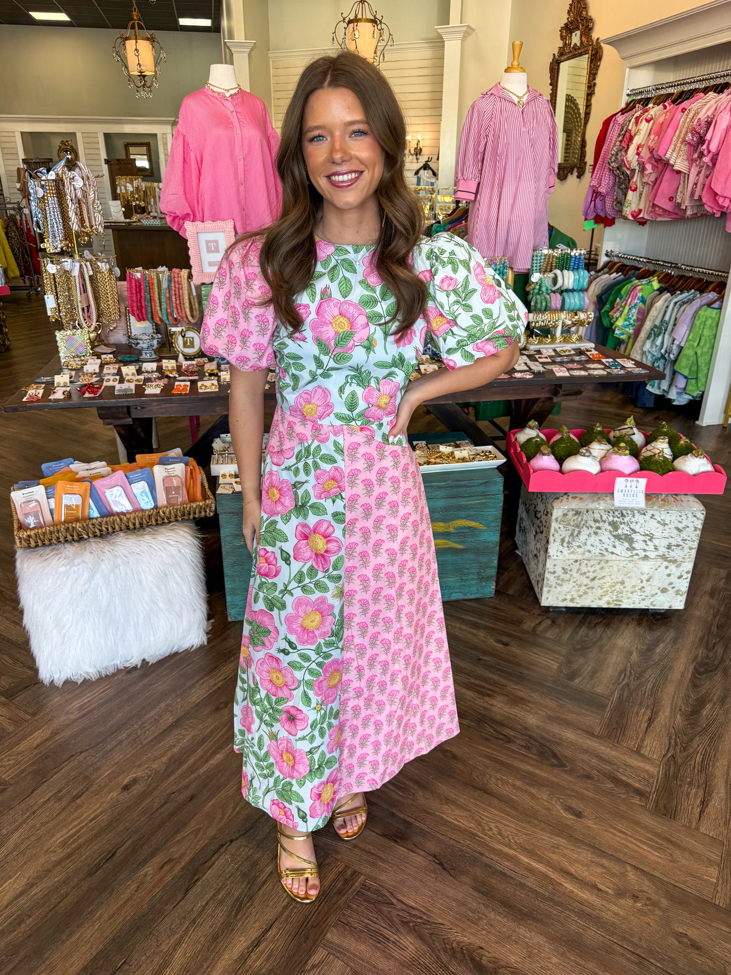 Mix Match Floral Midi Dress