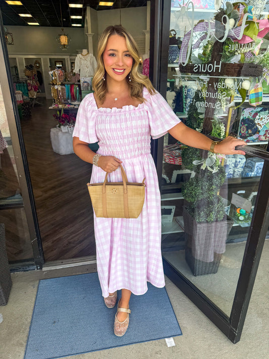 Girly Gingham Midi Dress