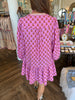 Mary Square Natasha Dress: Floral Foulard Pink