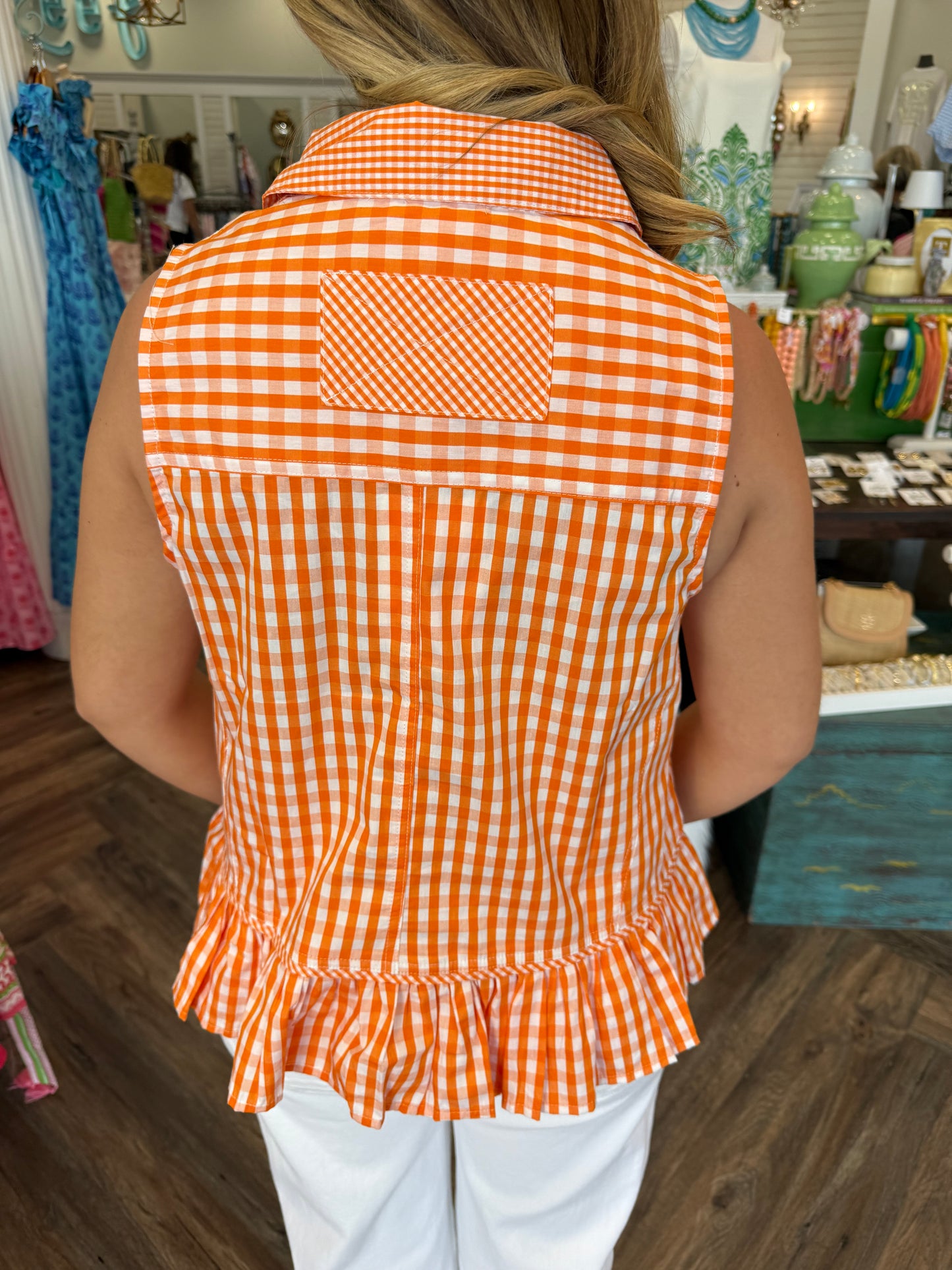 Orange Gingham Tank