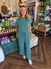 Ribbed Pant Set: Teal