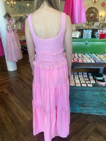 Knit Detail Maxi Dress: Pink