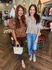 Cinnamon Striped Peplum Top