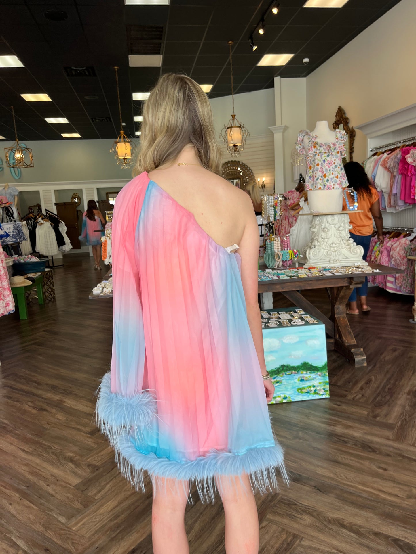 Cotton Candy Feather Dress
