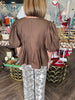 Chocolate Pleat Button Top