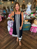 Sue Striped Midi Dress: Black