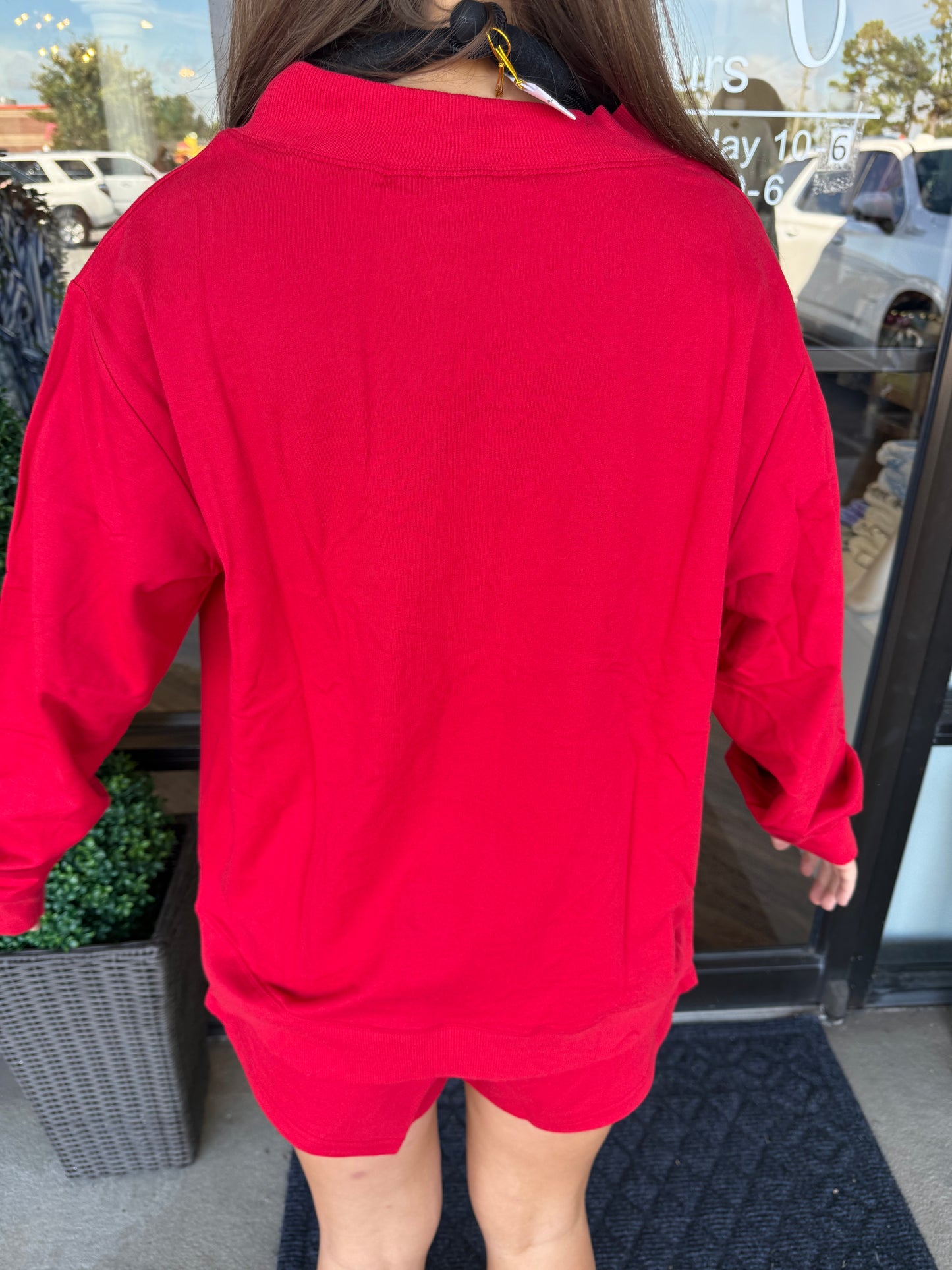Red Mock Neck Set