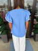 Preppy Palm Blouse: Blue