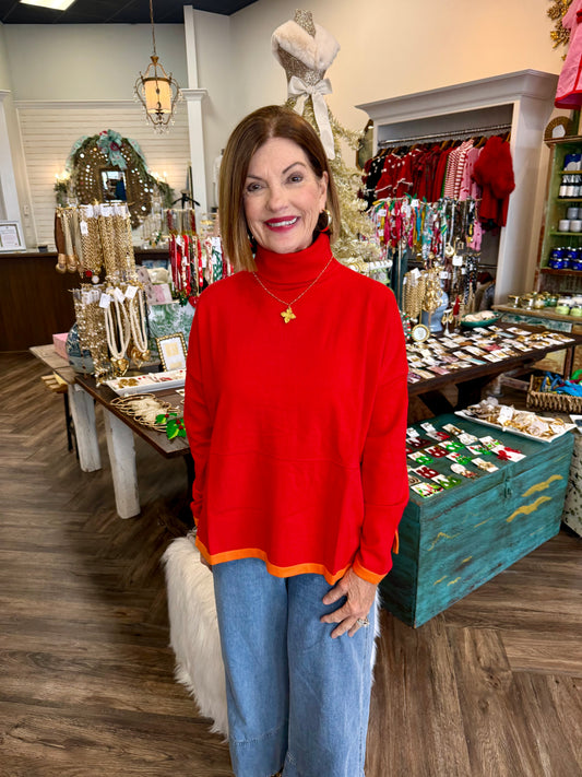 Red Orange Detail Sweater