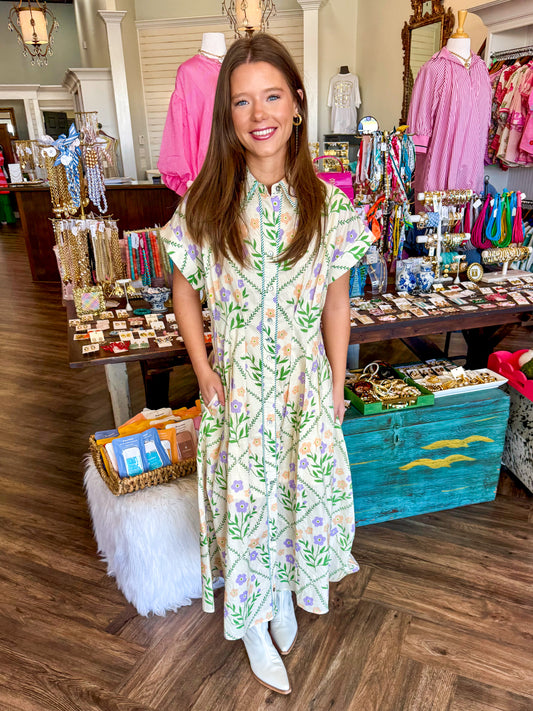 Peach and Purple Garden Dress