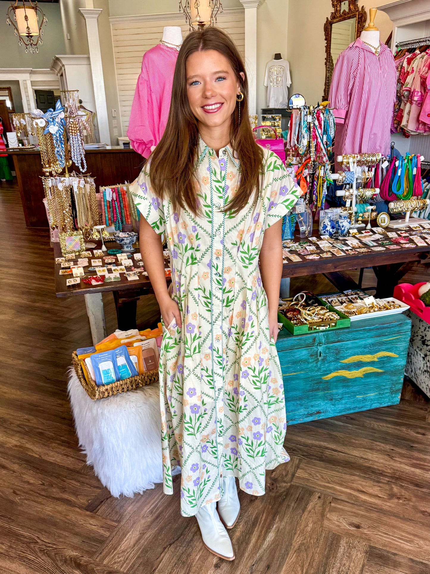 Peach and Purple Garden Dress