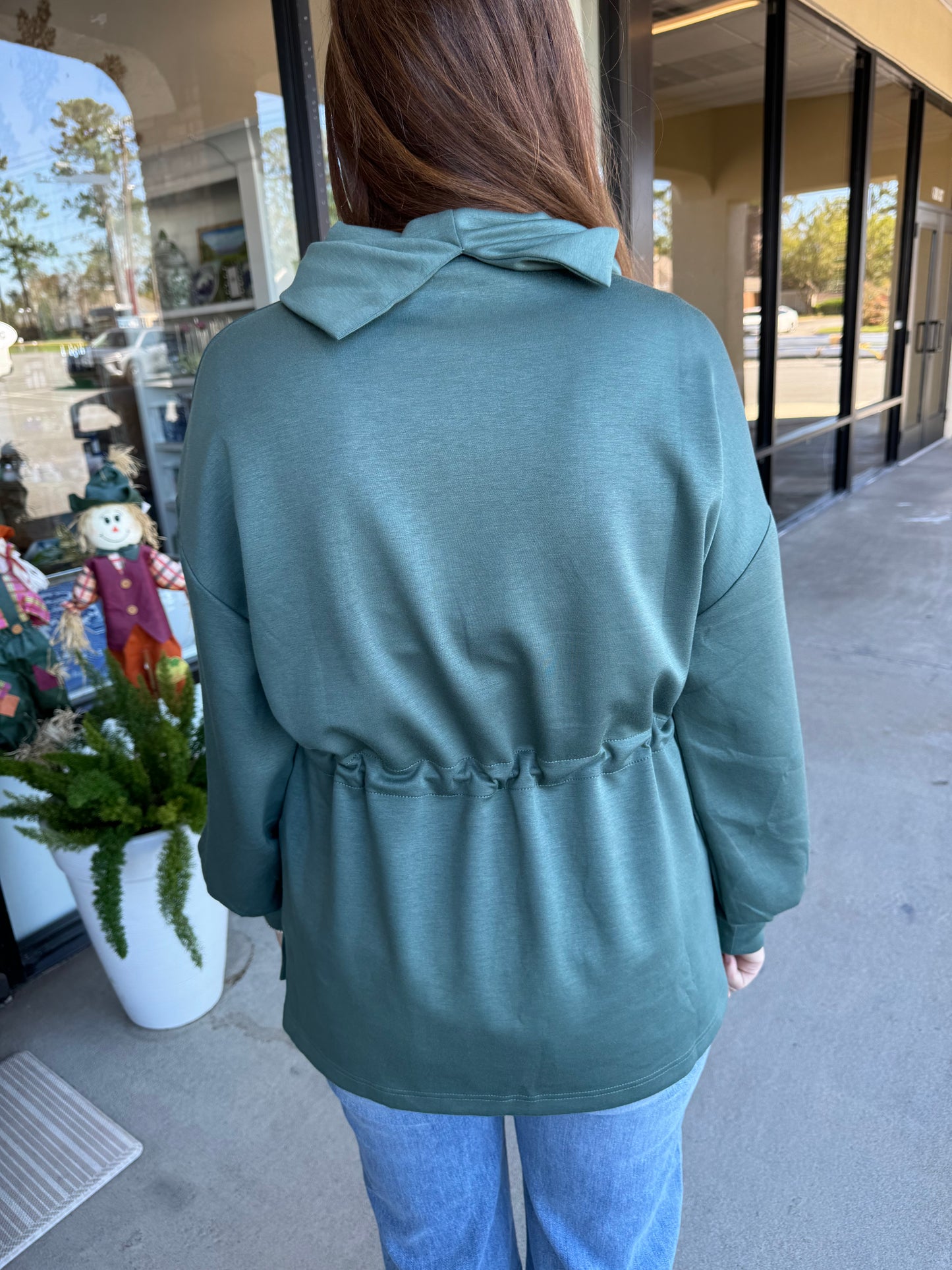 Drawstring Comfy Top: Green