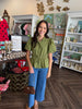 Rachel Drawstring Top: Olive