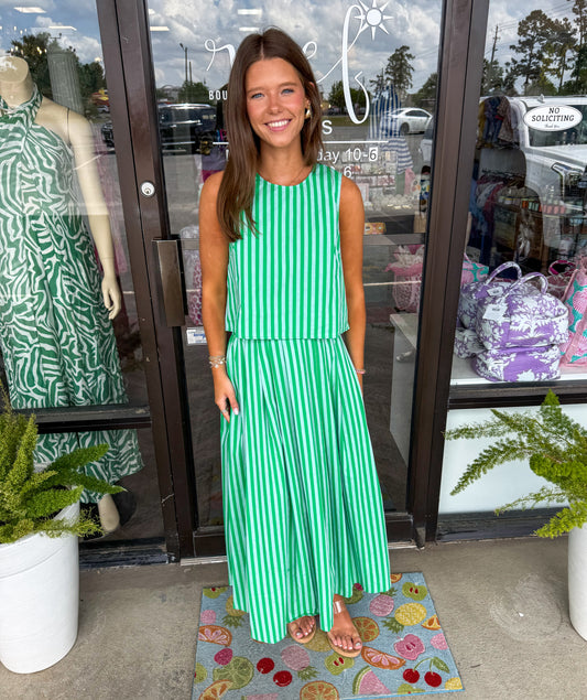 Green Girl Striped Set