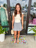 Smocked Striped Skort: Navy