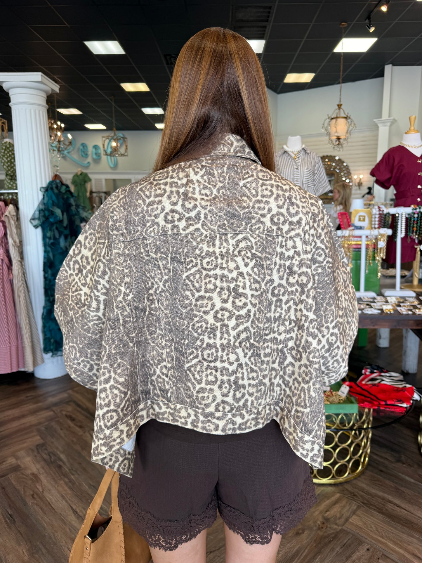 Cheetah Denim Cape Jacket
