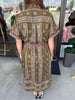 Emily Gray Border Dress: Brown