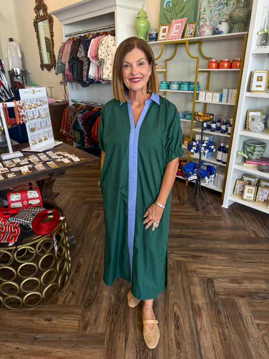 Two Tone Midi Dress: H. Green