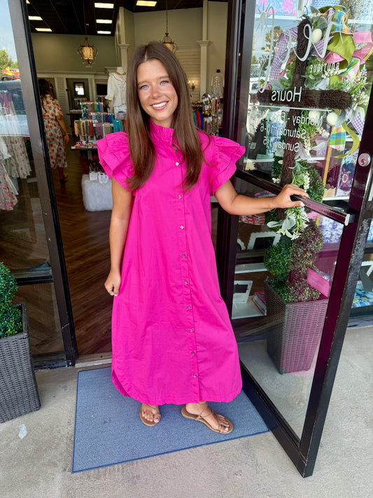 Ruffle Sleeve Maxi Dress