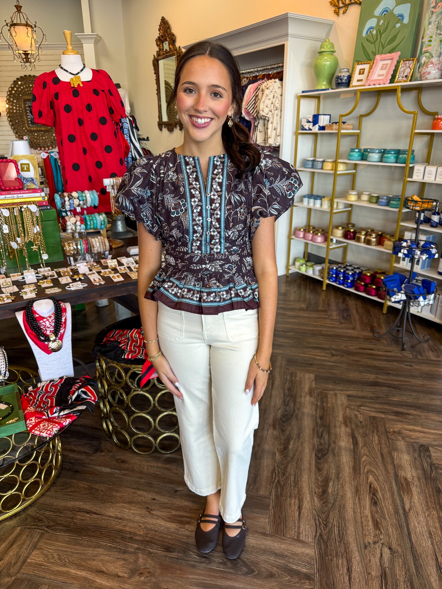 Brown Charm Peplum Top