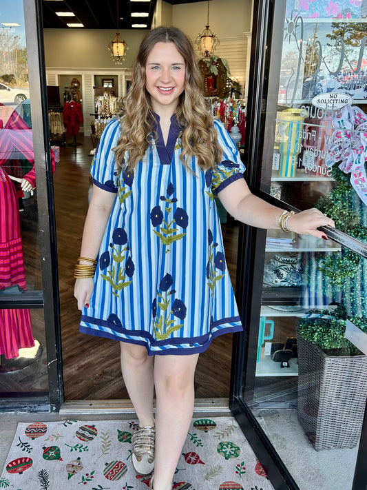Rosemary Mini Dress: Blue