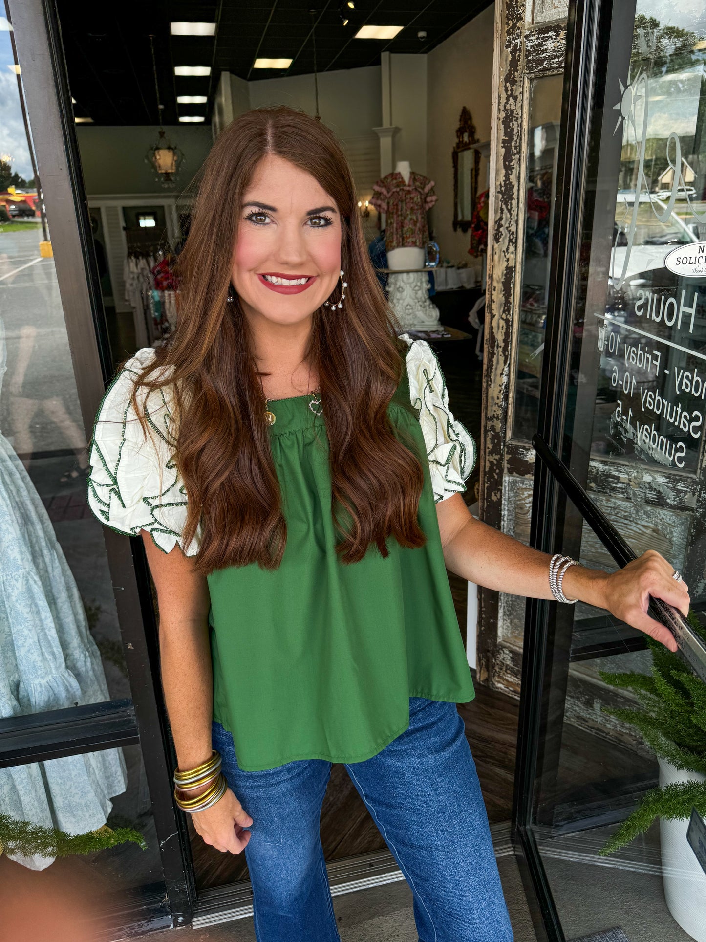 Girly Girl Ruffle Top: Olive