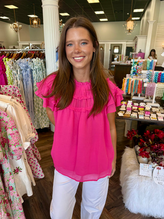 Paloma Ruffle Top: Pink