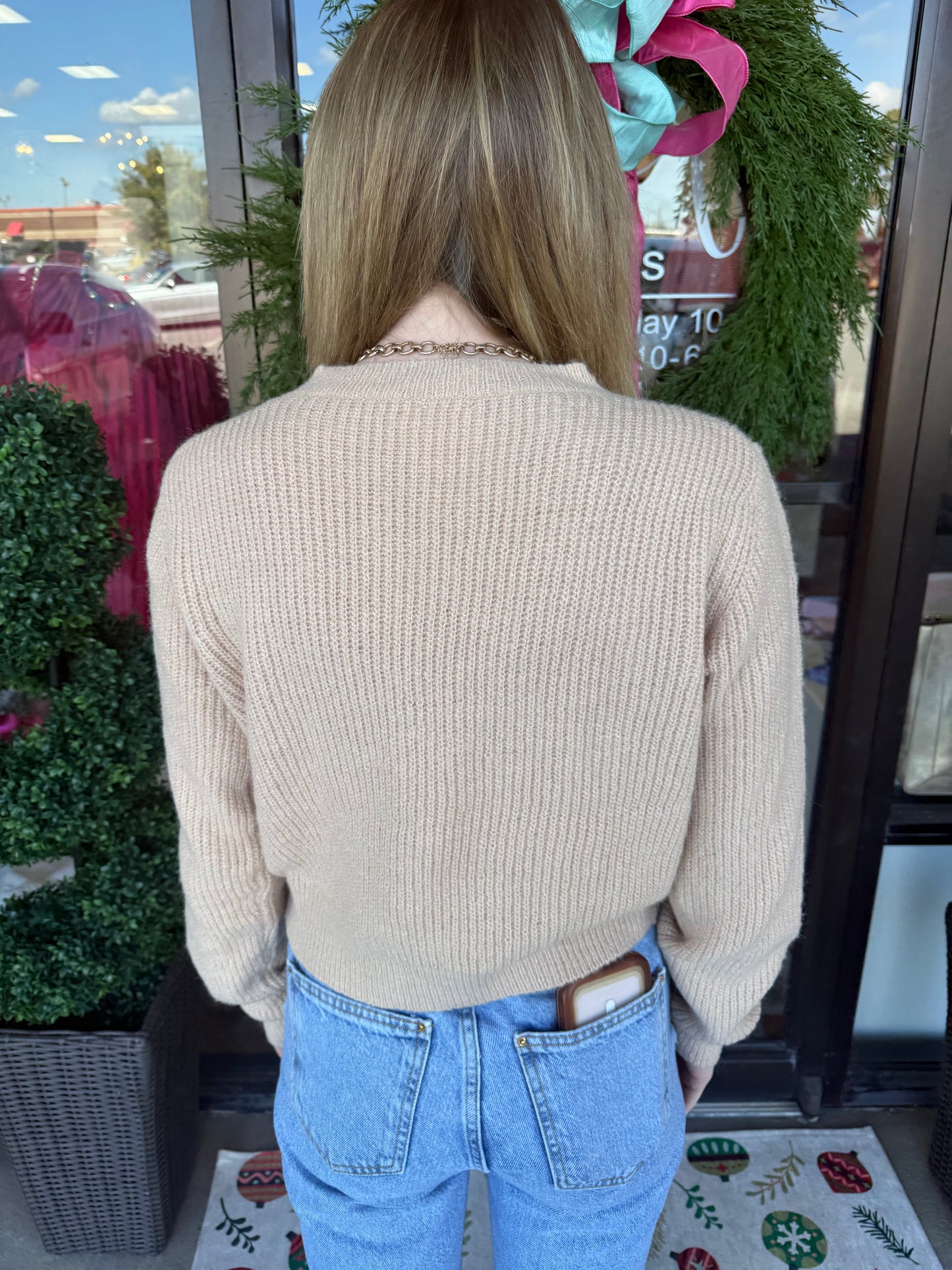 Plaid Lace Up Sweater