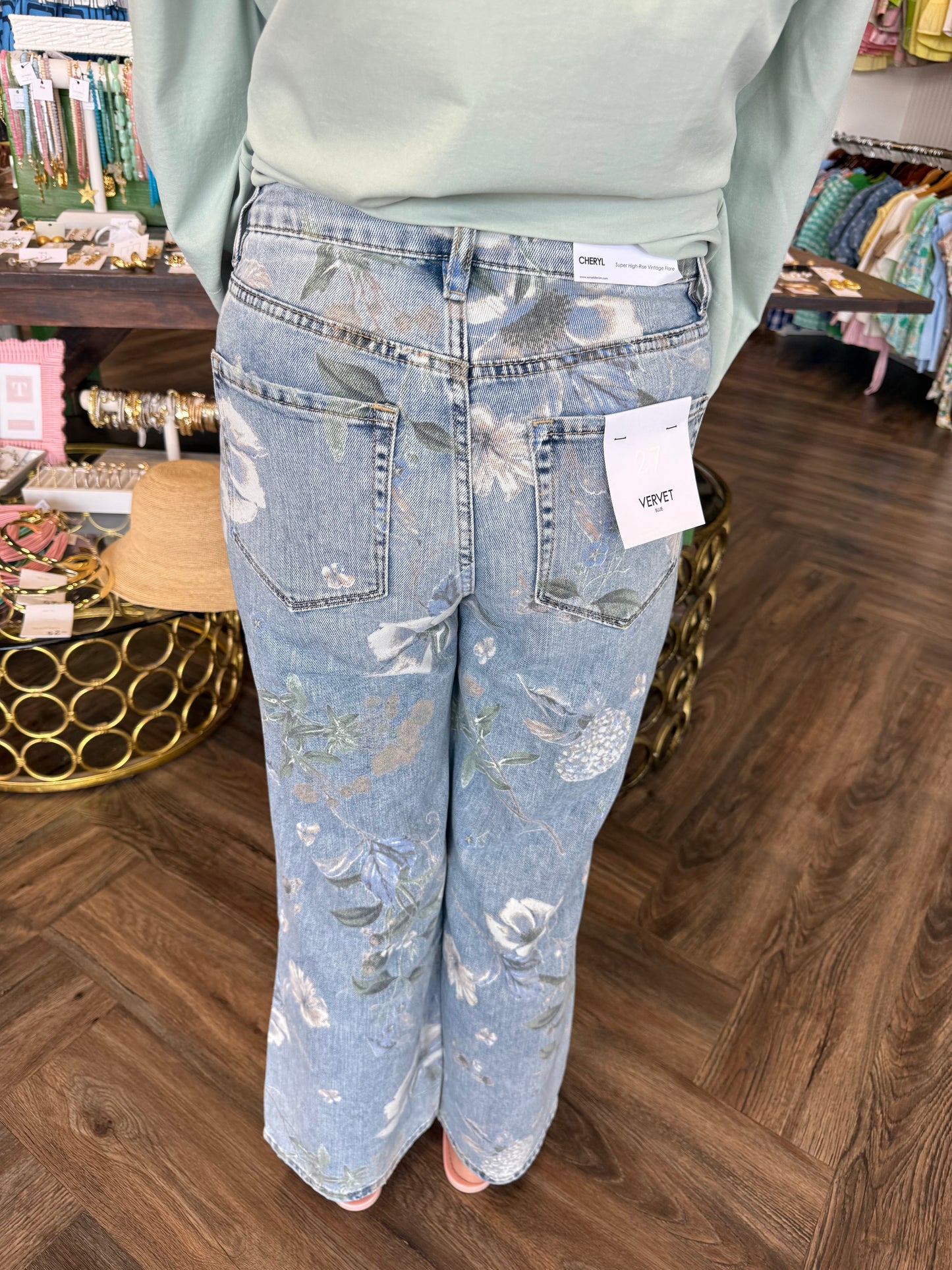 Floral Printed Vervet Jeans