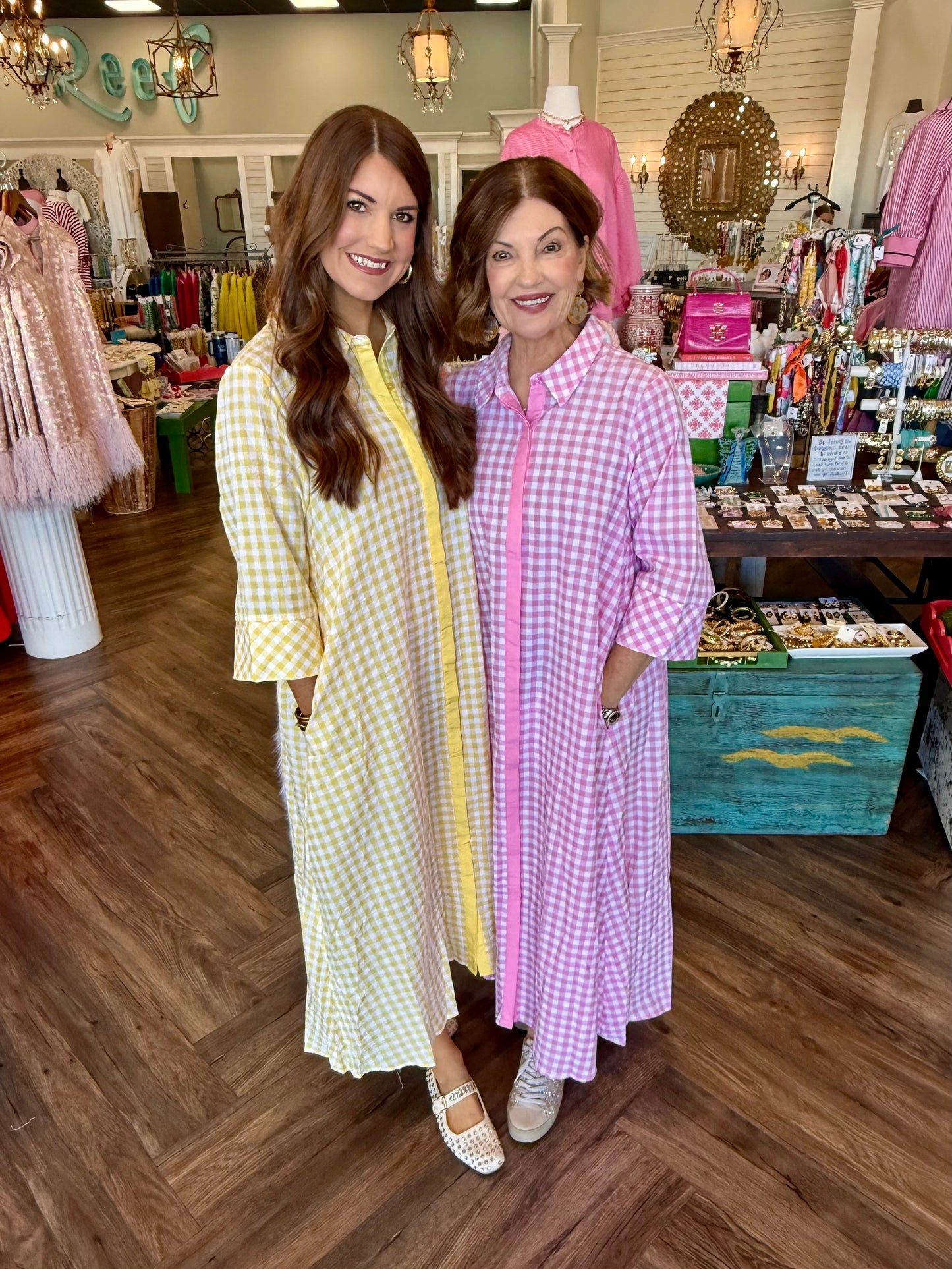 Gingham Midi Dress: Lemon