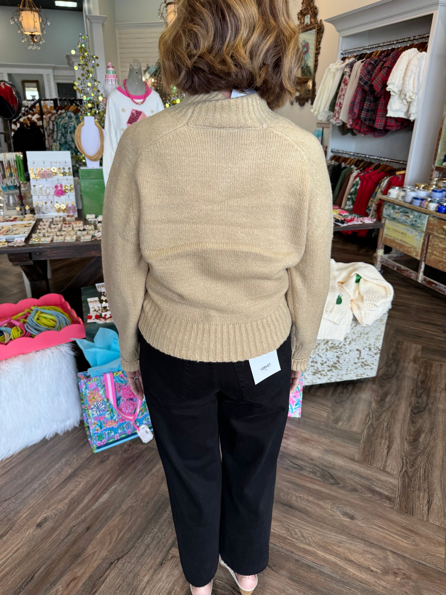 Margaret Cropped Mid Turtle Neck: Taupe