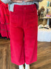 Wide Leg Corduroy Pants: Red