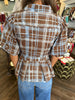 Brown and Blue Plaid Tie Top