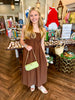Pintuck Brown Midi Dress