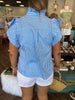 Bright Blue Ruffle Striped Top