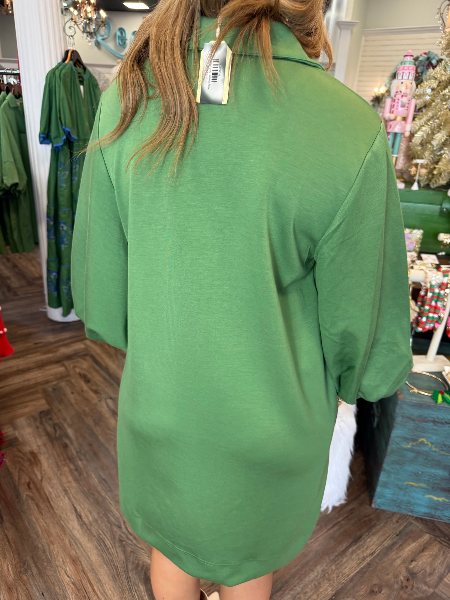 Kelly Green Pleat Dress
