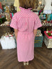Girly Gingham Pink Midi Dress